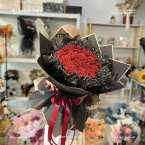 Satin Rose Bouquet - Red